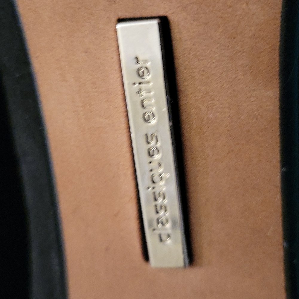 Classiques Entier Black Heels Gold Trim Size 10 - image 6